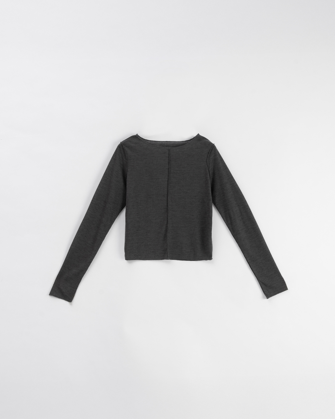 リブ切り替えメロートップス ダークグレー