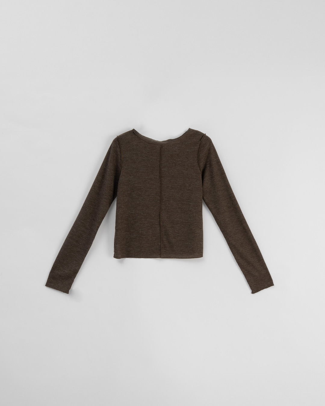 リブ切り替えメロートップス ブラウン