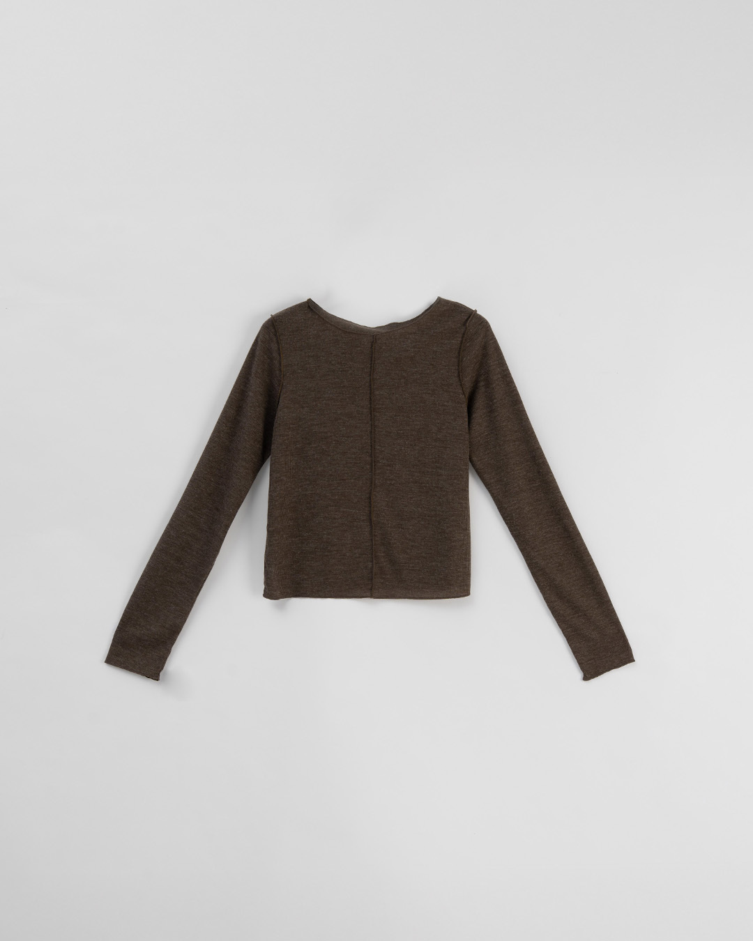 リブ切り替えメロートップス ブラウン