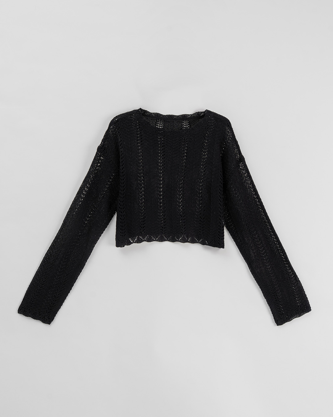 透かし編みショート丈ニット　3色展開