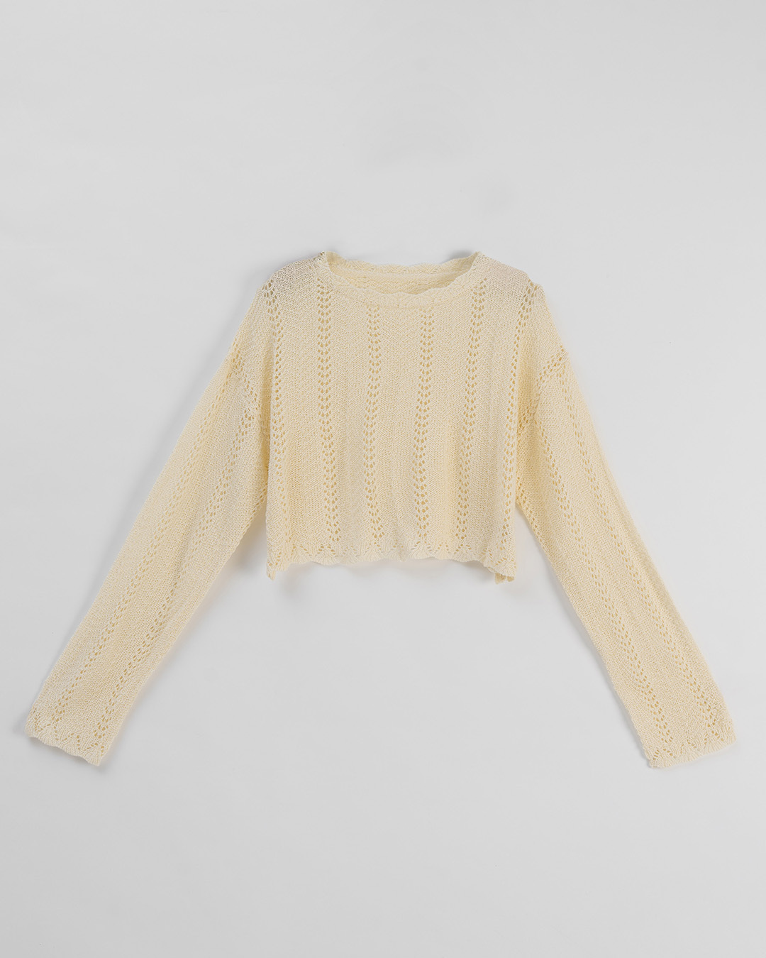 透かし編みショート丈ニット　3色展開