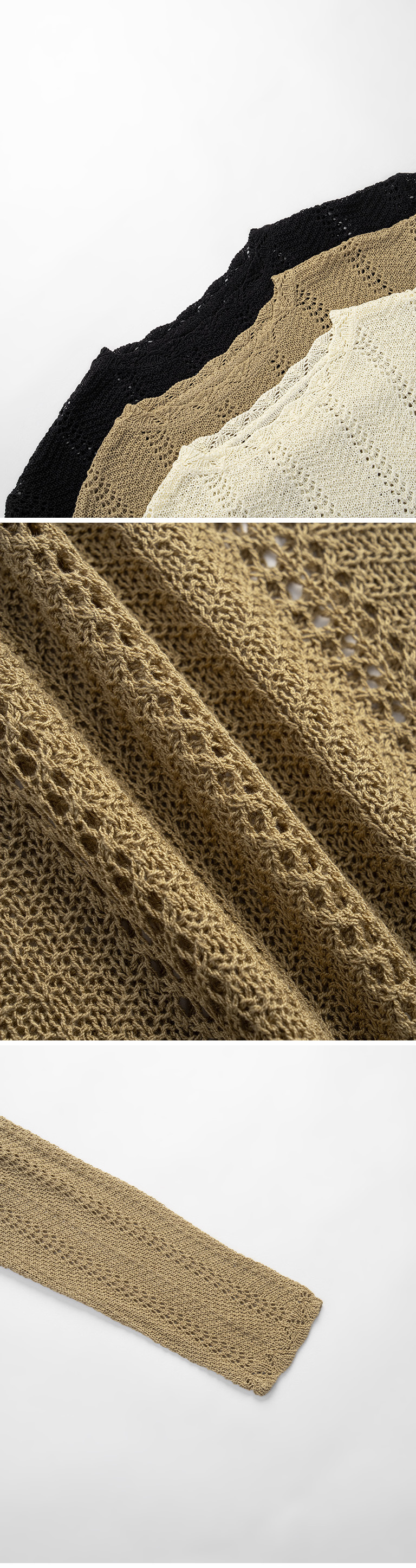 透かし編みショート丈ニット　3色展開