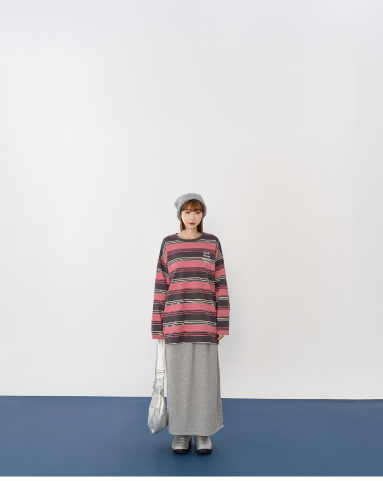 ロゴ刺繍ボーダートップス 2色展開