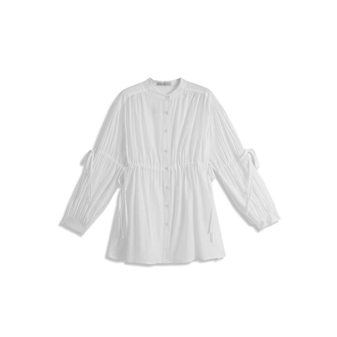 リボンディテールクルーネックシャツ2色展開