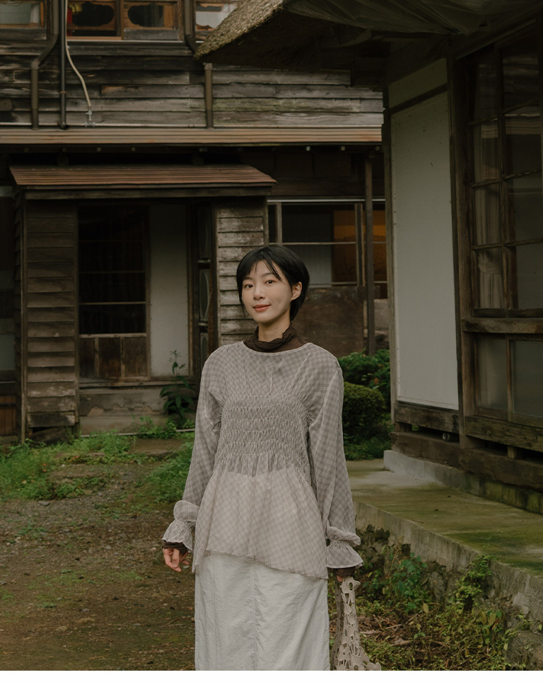 シアーチェックブラウス 2色展開