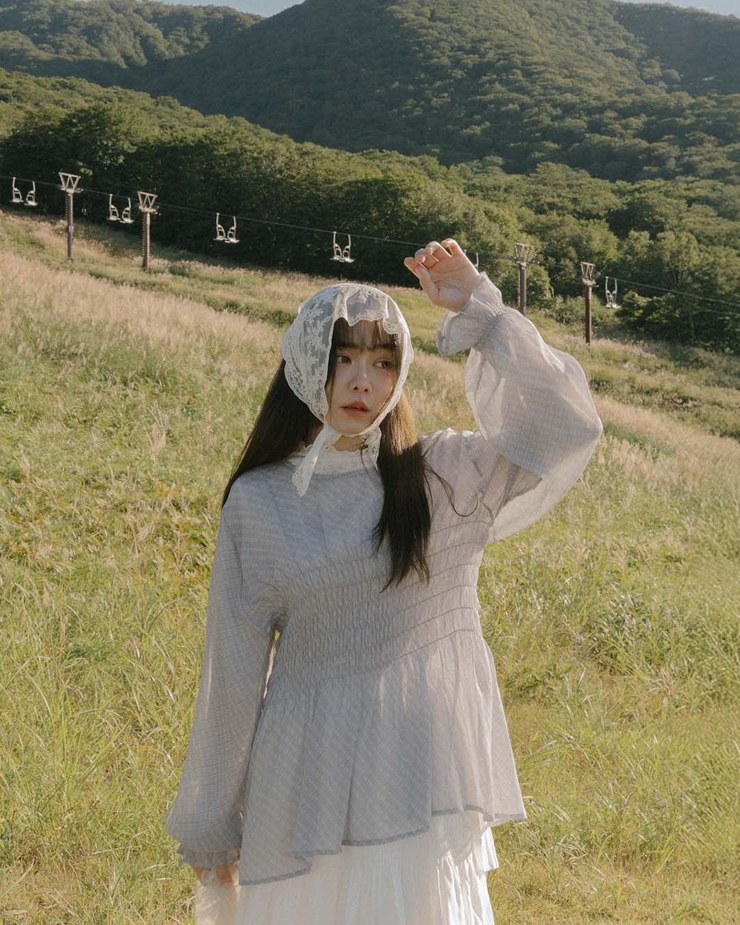 シアーチェックブラウス 2色展開