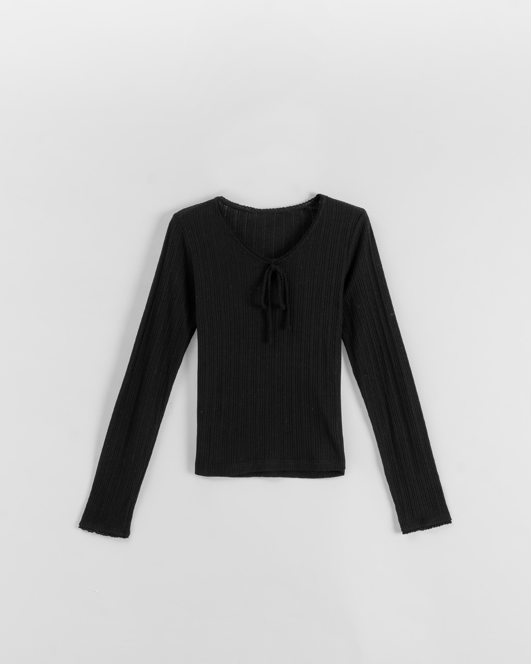 リブ編みラウンドネックトップス 4色展開