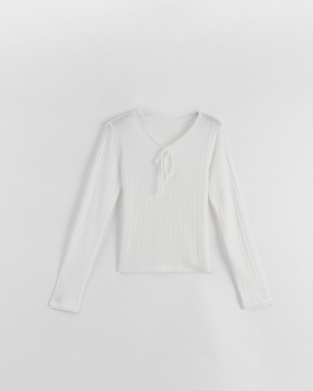 リブ編みラウンドネックトップス 4色展開