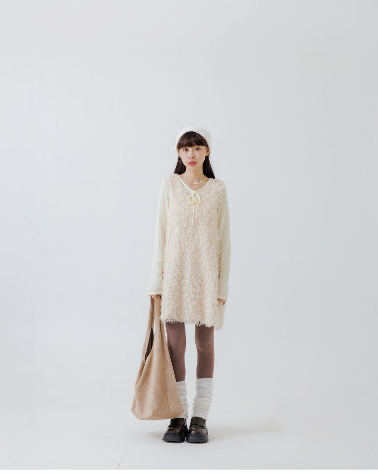 リブ編みラウンドネックトップス 4色展開