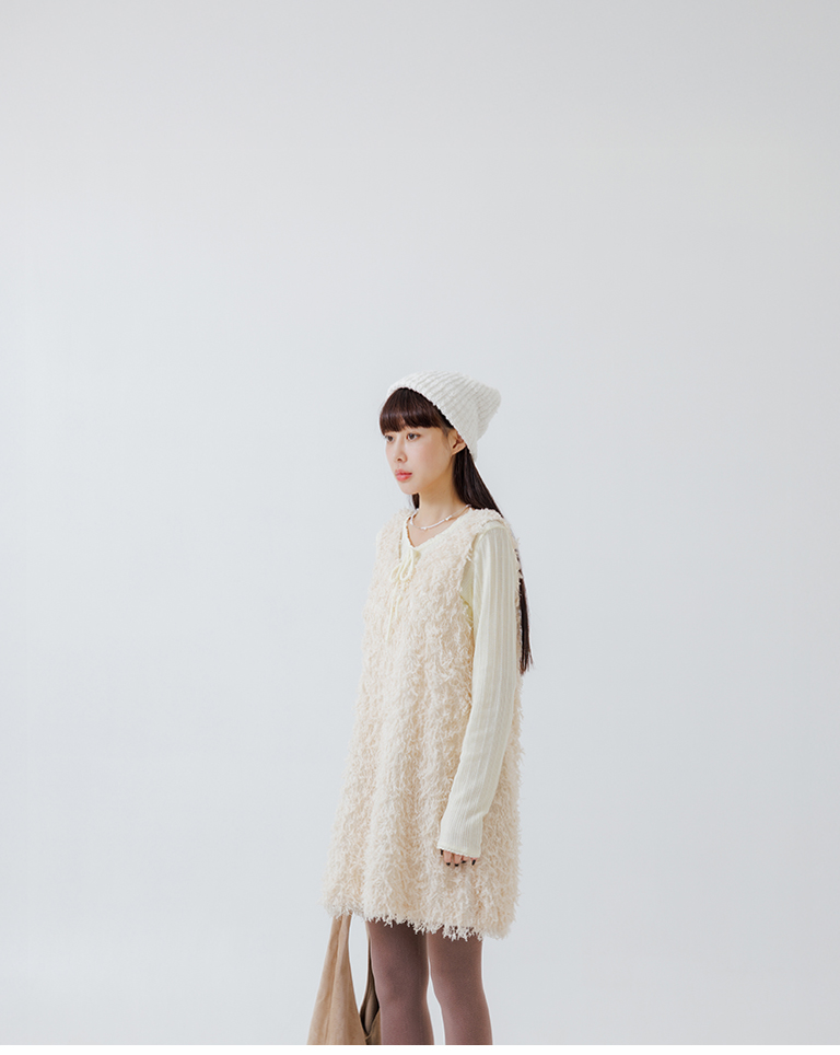 リブ編みラウンドネックトップス 4色展開