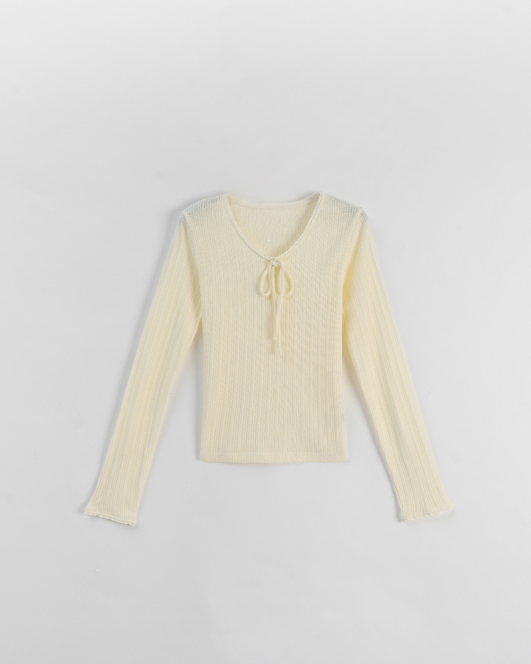 リブ編みラウンドネックトップス 4色展開