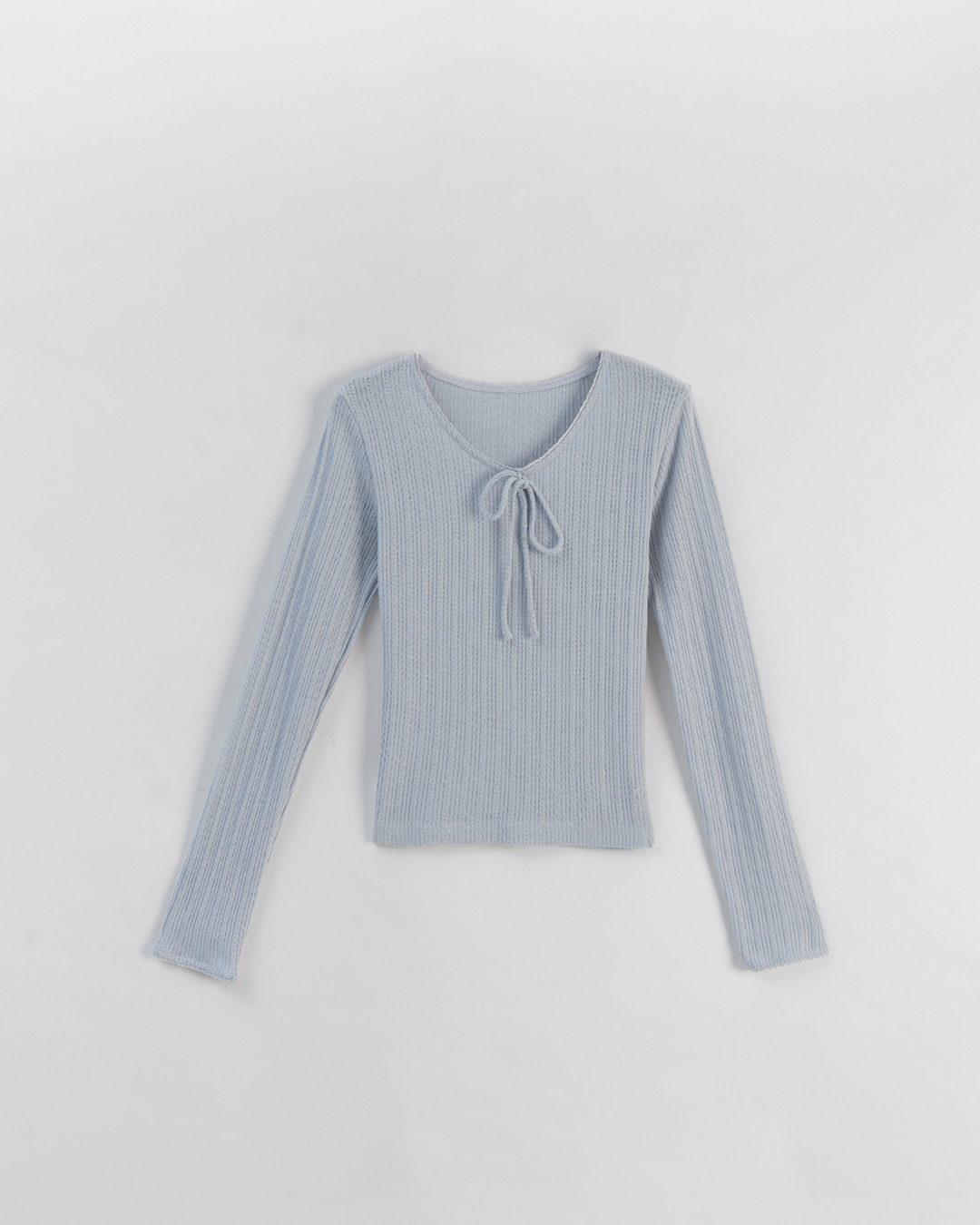 リブ編みラウンドネックトップス 4色展開