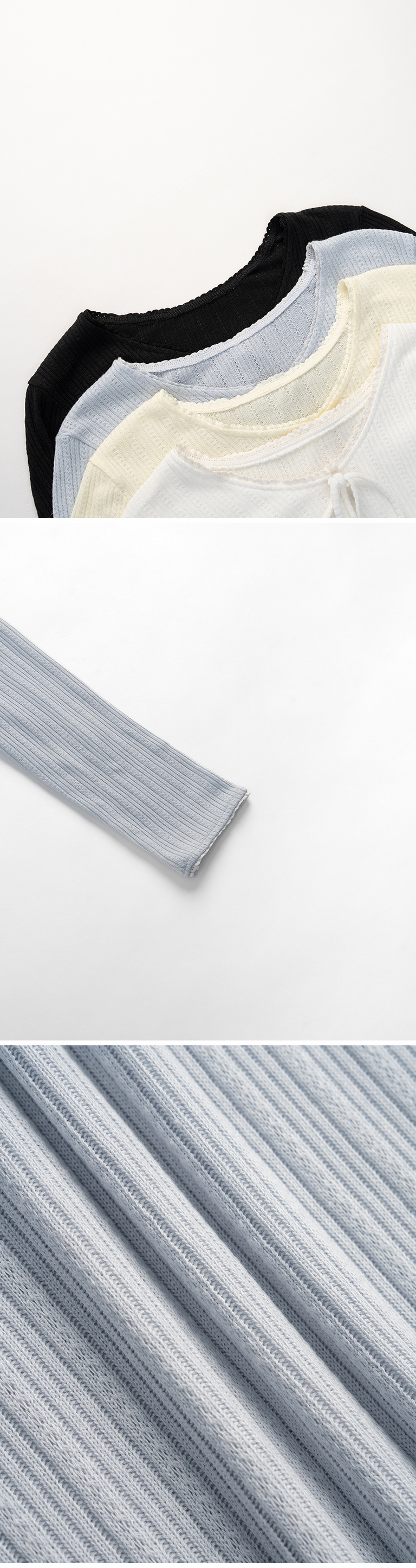 リブ編みラウンドネックトップス 4色展開