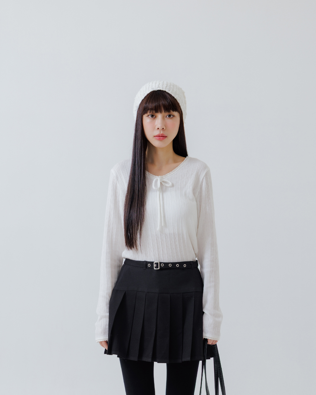 リブ編みラウンドネックトップス 4色展開