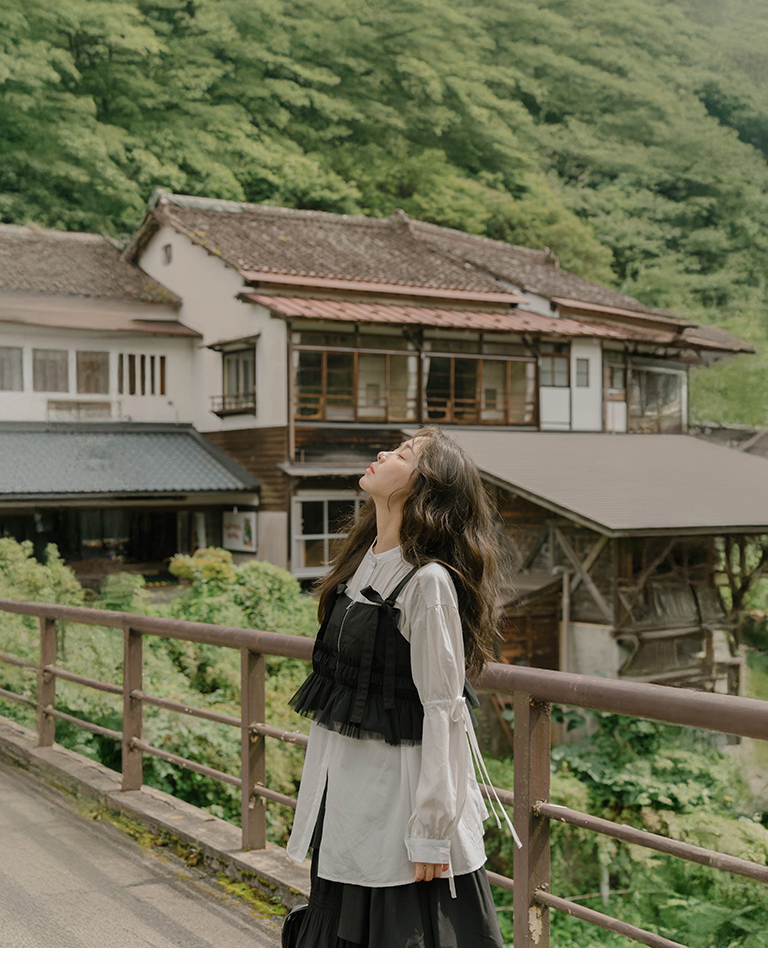 リボンジップベスト Black