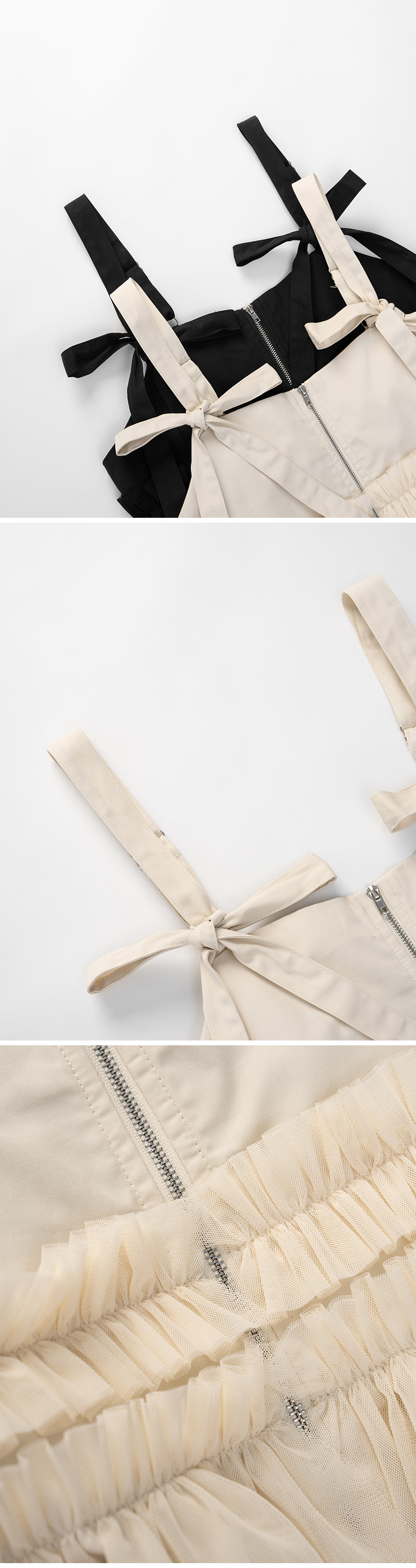 リボンジップベスト Black