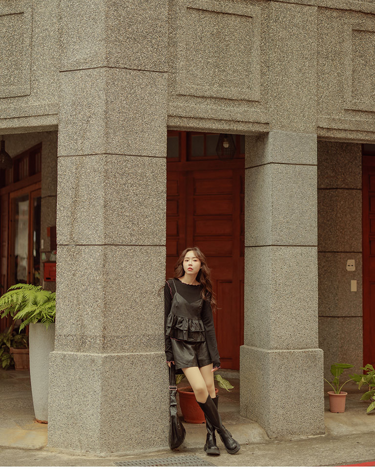 配色リブフリルトップス 3色展開