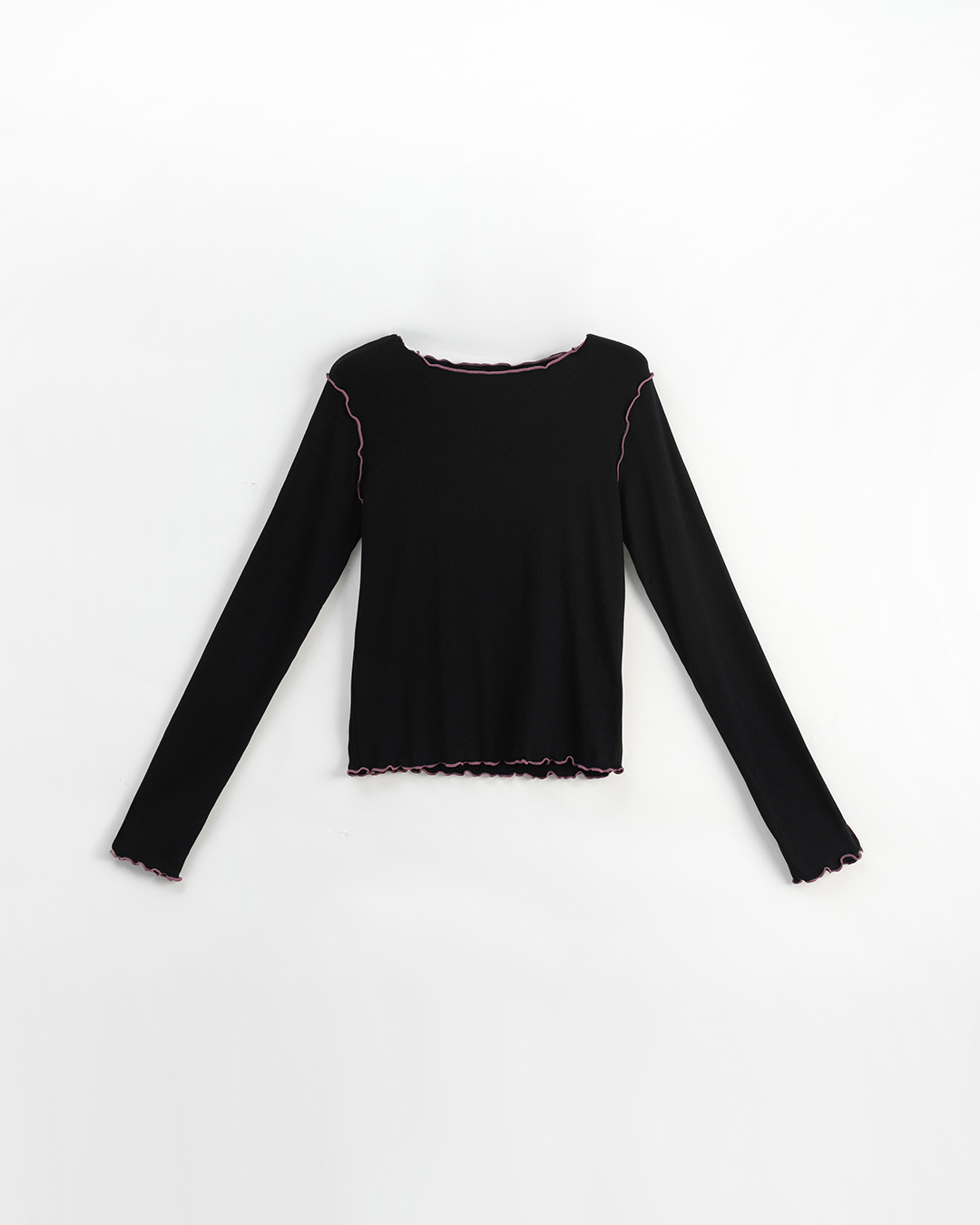 配色リブフリルトップス 3色展開