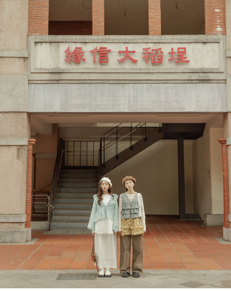 配色リブフリルトップス 3色展開