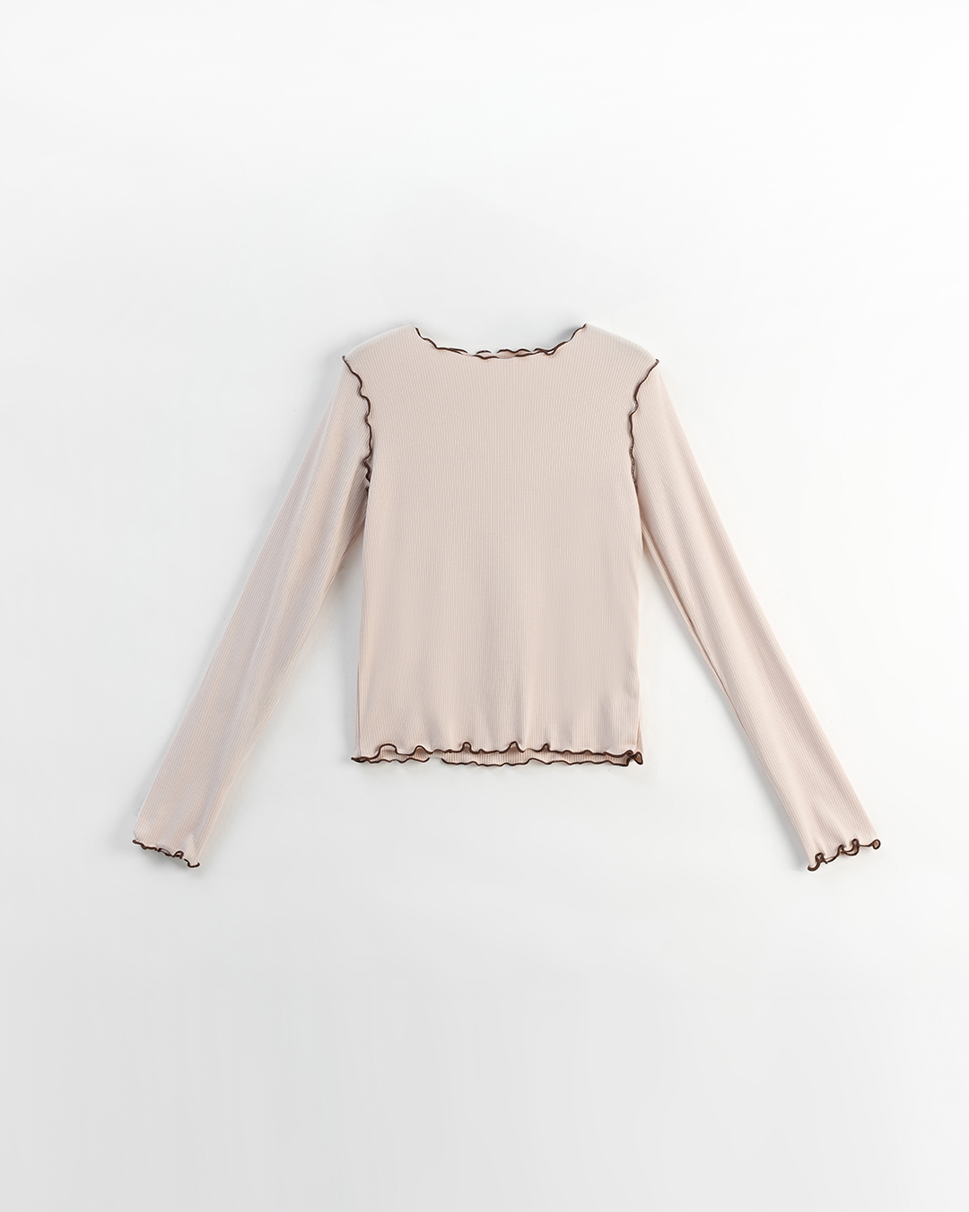 配色リブフリルトップス 3色展開