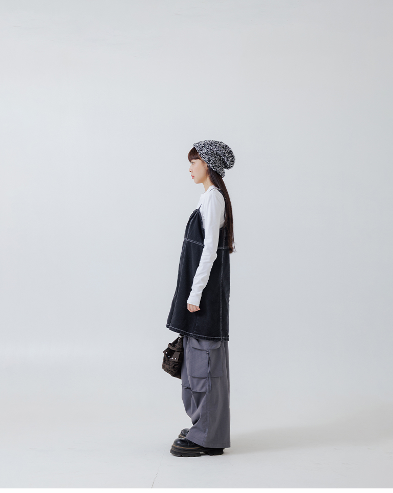 配色ステッチデニムベスト