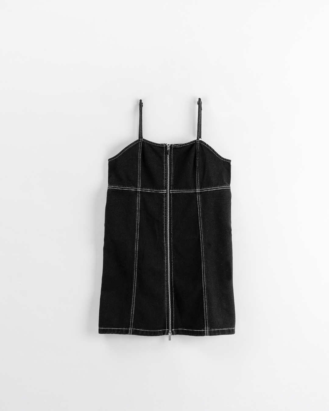 配色ステッチデニムベスト