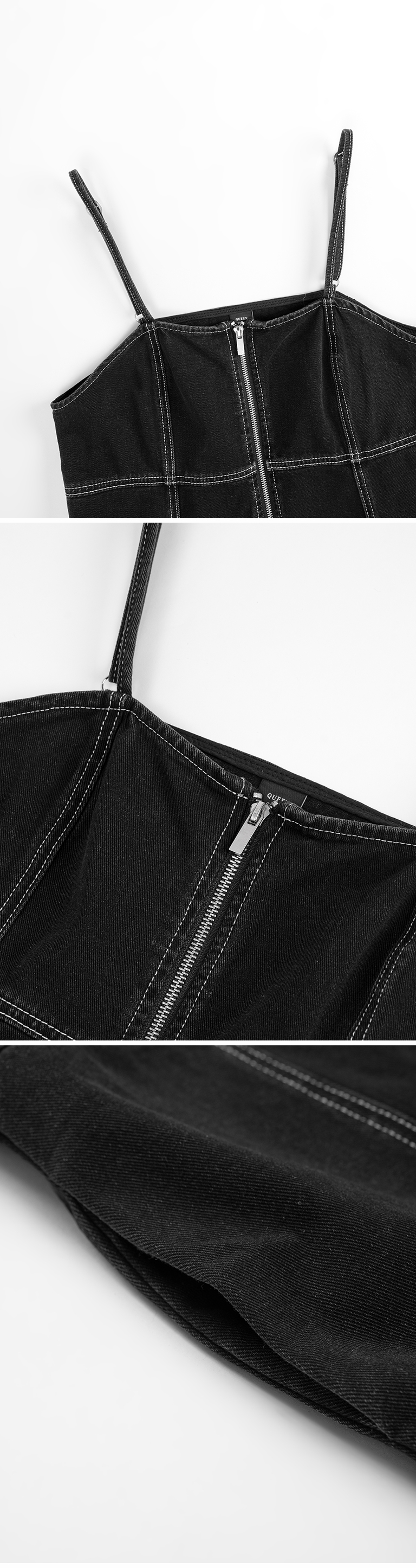 配色ステッチデニムベスト