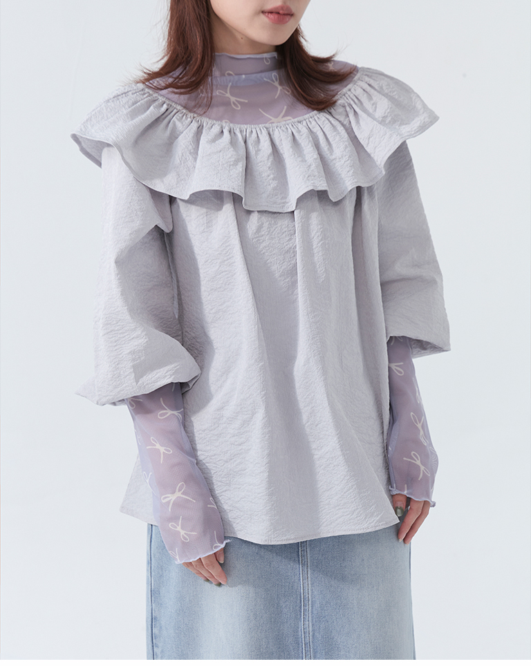 オフショルフリルトップス2色展開