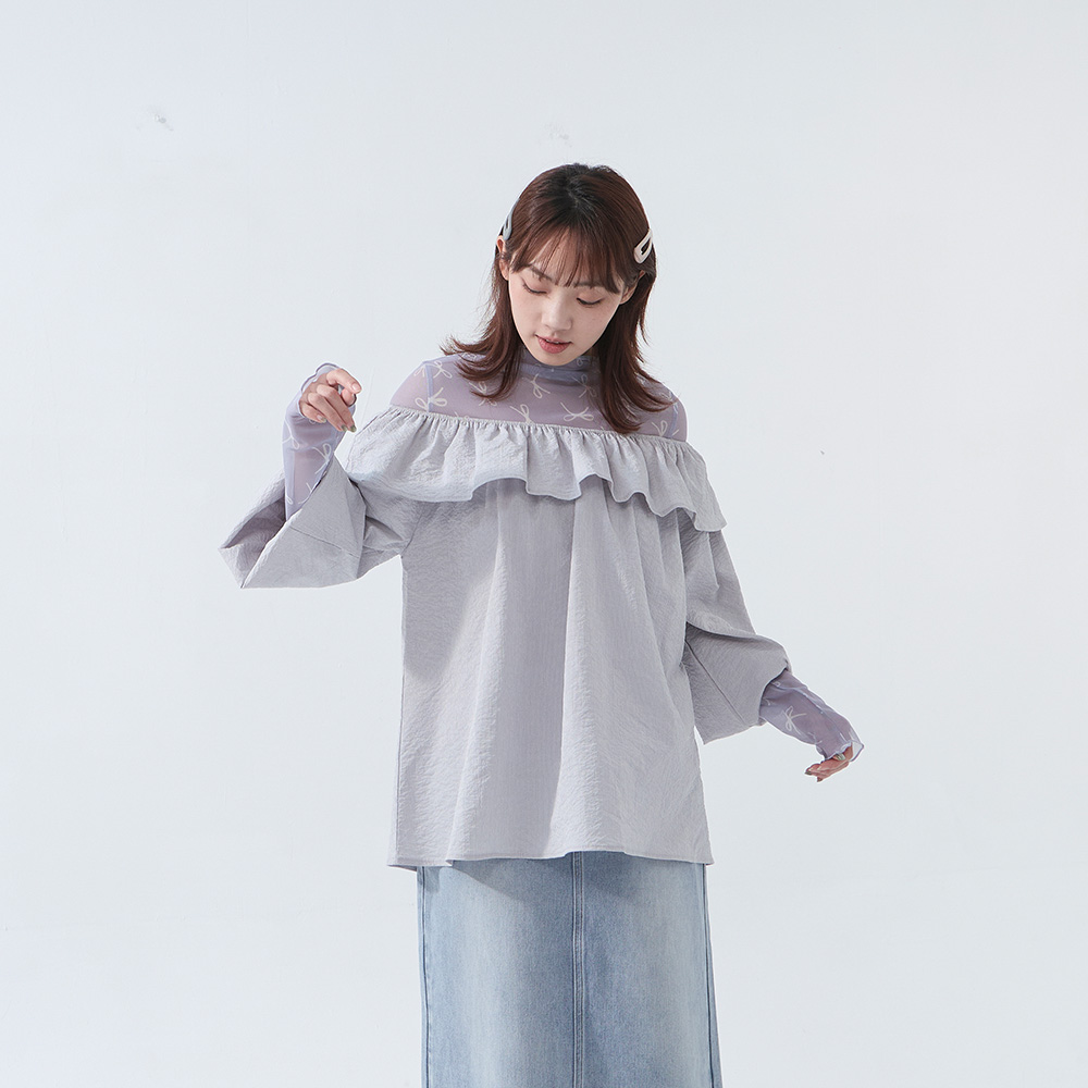 オフショルフリルトップス2色展開