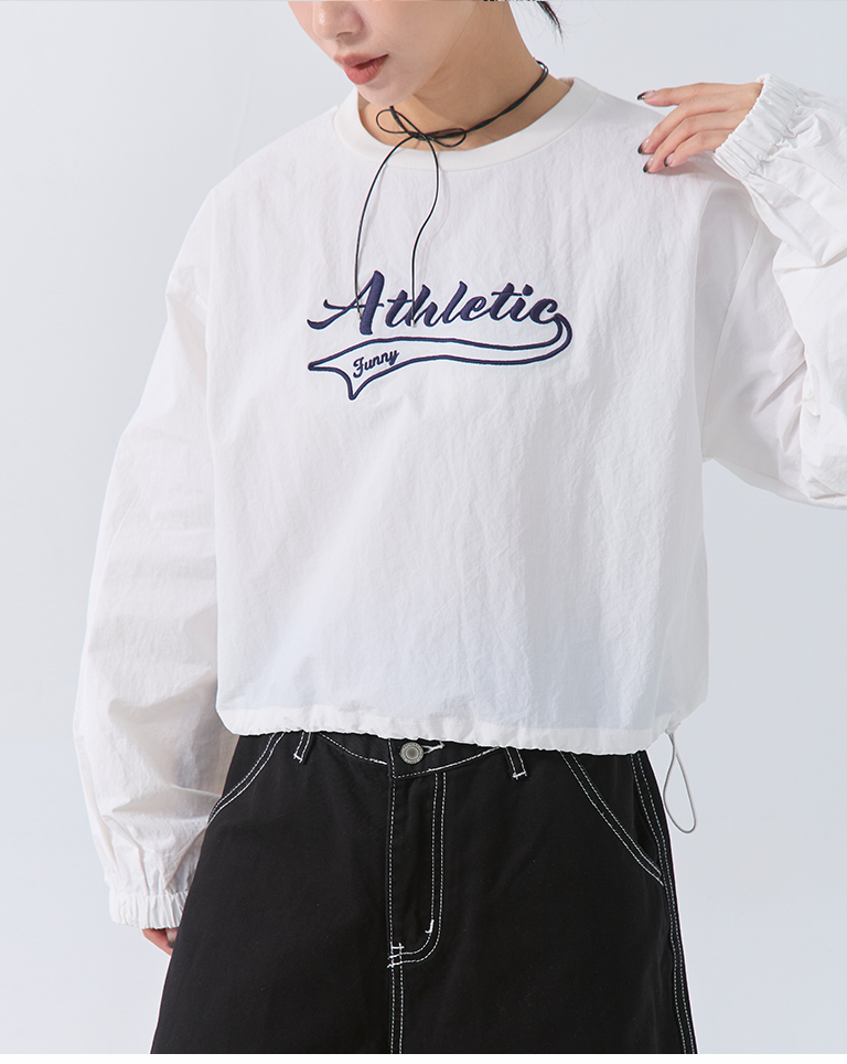 ロゴ刺繍シャギートップス  2色展開