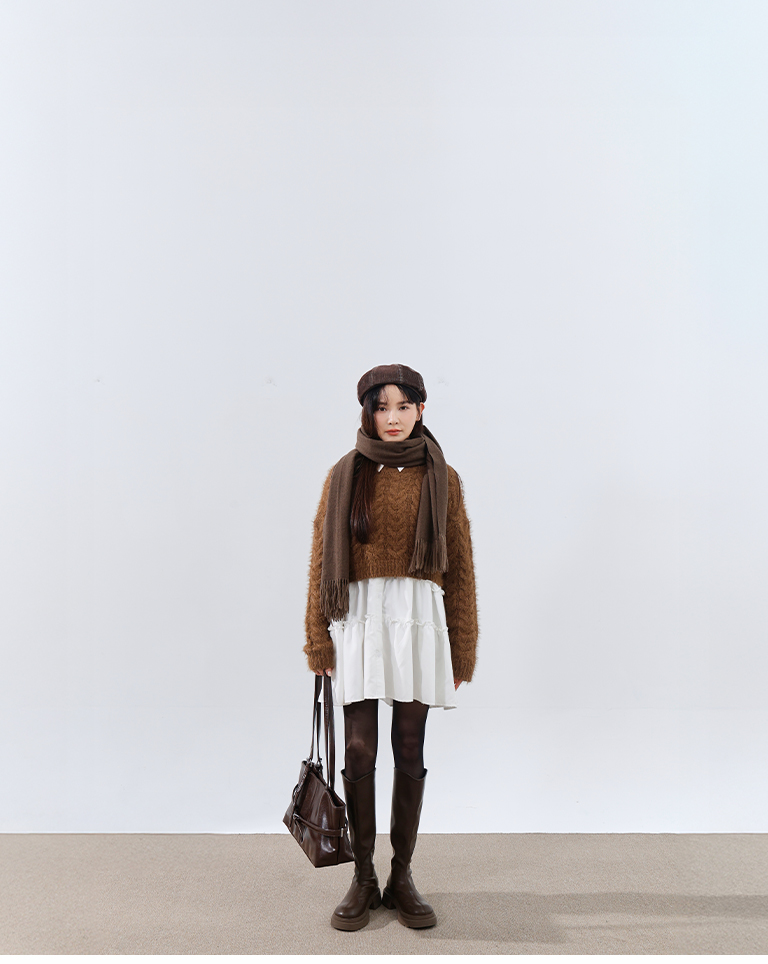 ニットショート丈プルオーバー 4色展開