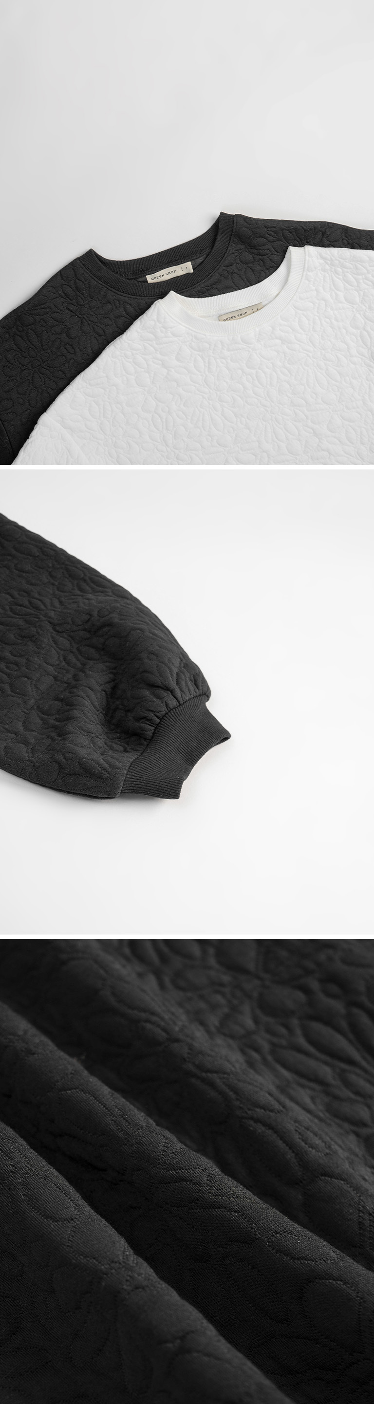 フラワー型押しショートスウェット 2色展開