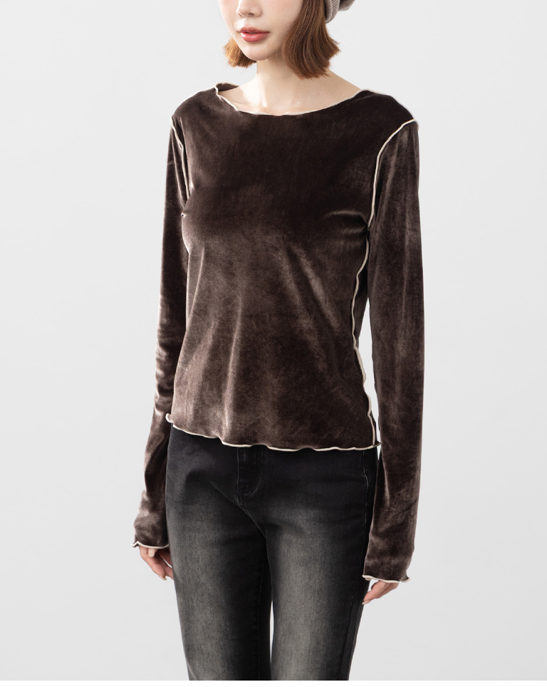 ベロアフリルショートトップス 2色展開