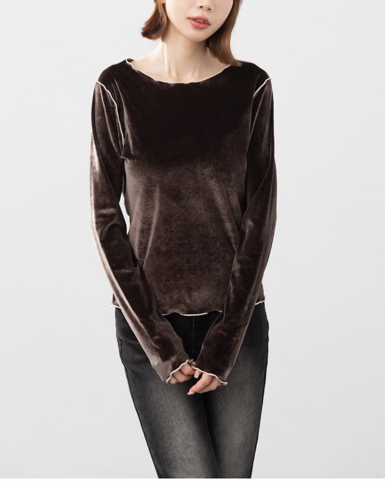 ベロアフリルショートトップス 2色展開