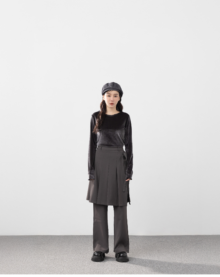 ベロアフリルショートトップス 2色展開