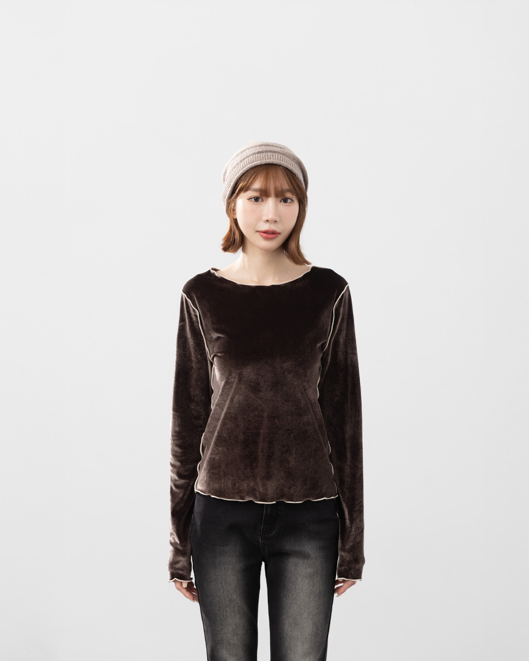 ベロアフリルショートトップス 2色展開