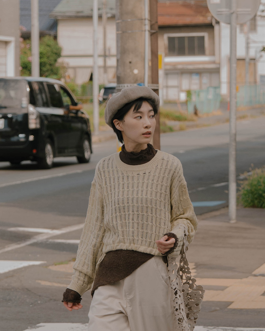 ケーブルニッショートトップス 4色展開