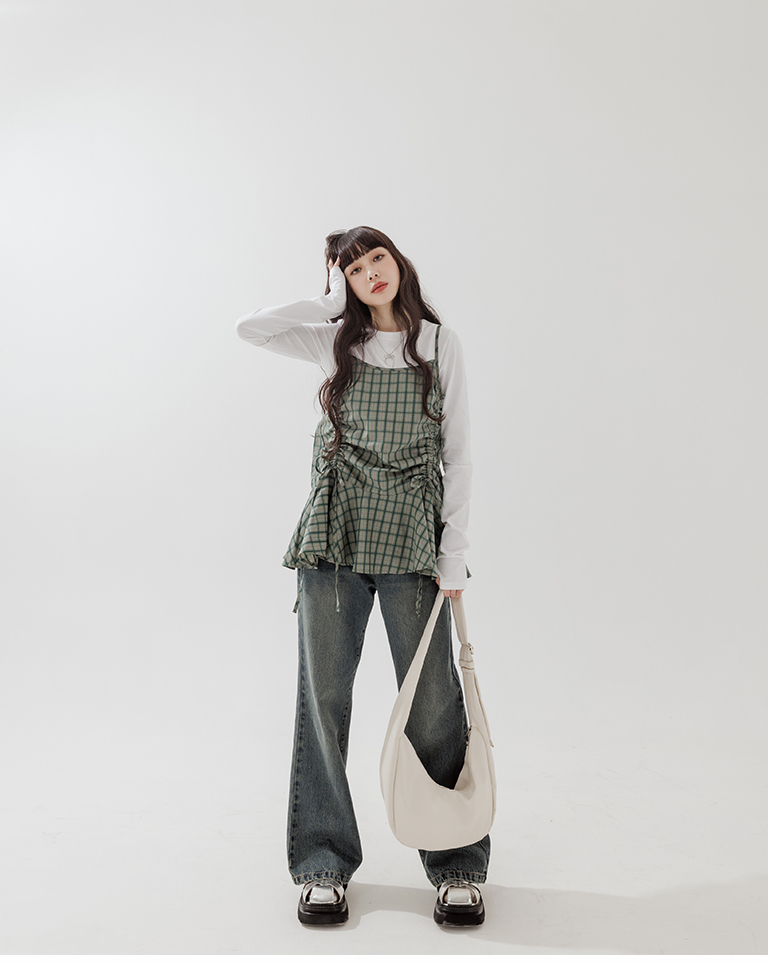 チェックリボンキャミソール 2色展開