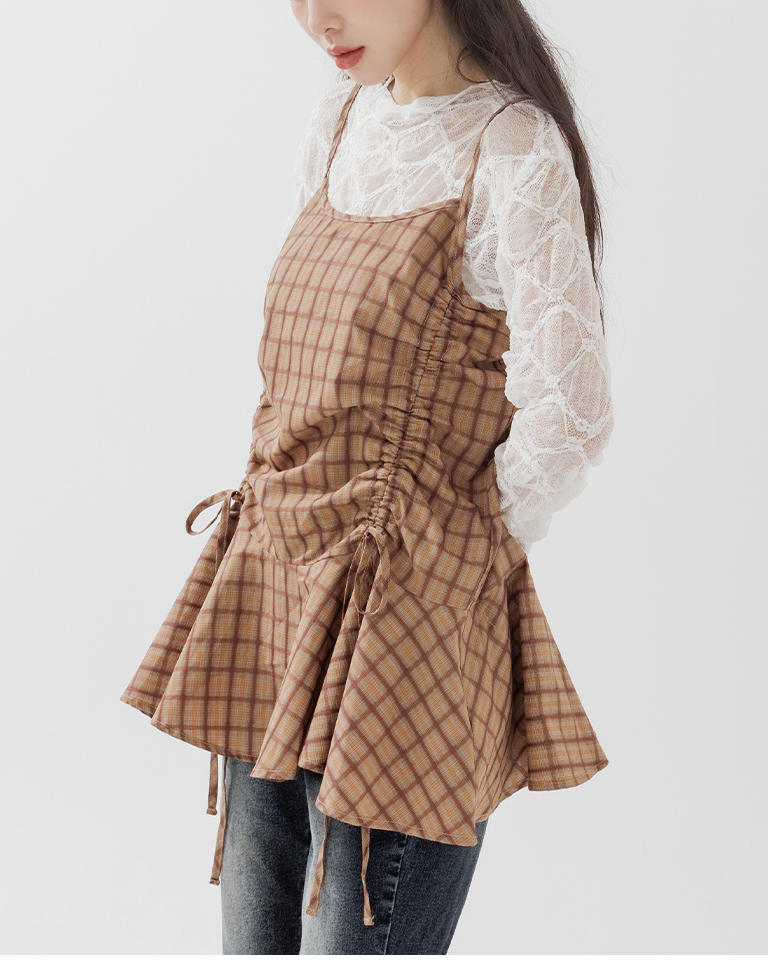 チェックリボンキャミソール 2色展開