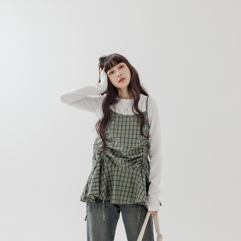 チェックリボンキャミソール 2色展開