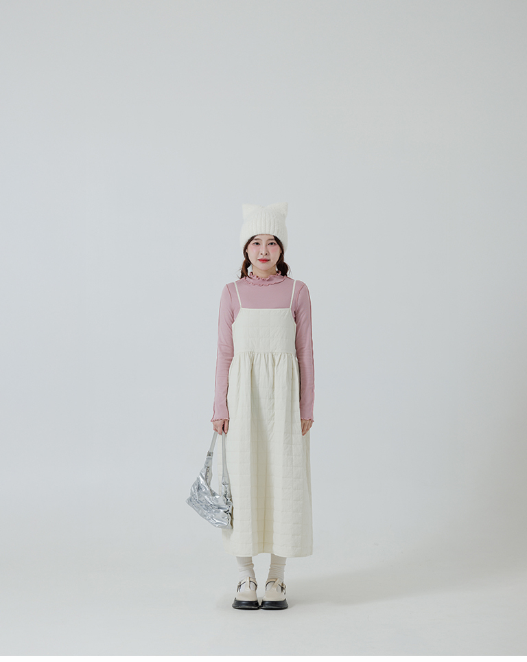 起毛フリルハイネックトップス ピンク