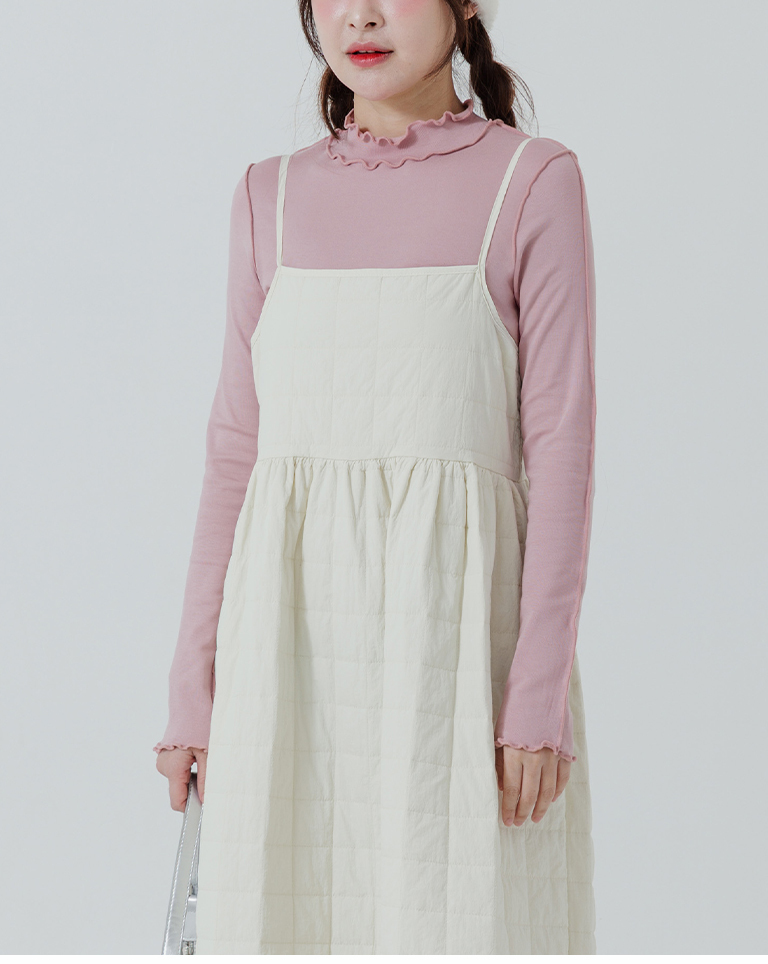 起毛フリルハイネックトップス ピンク