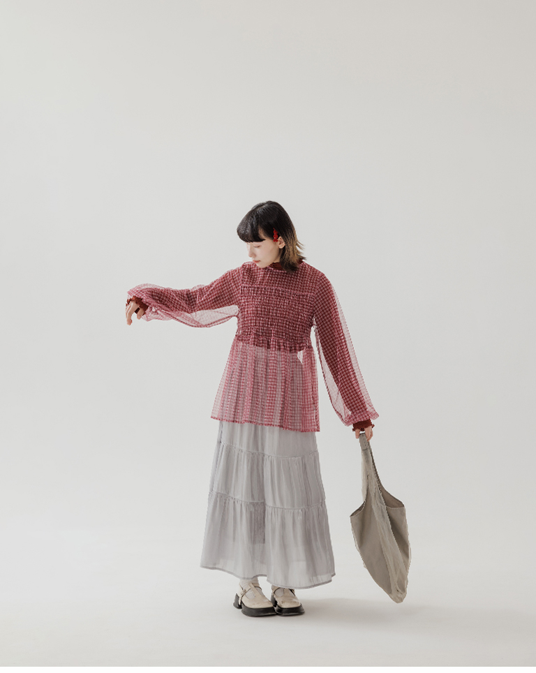 チェック柄シアートップス 2色展開