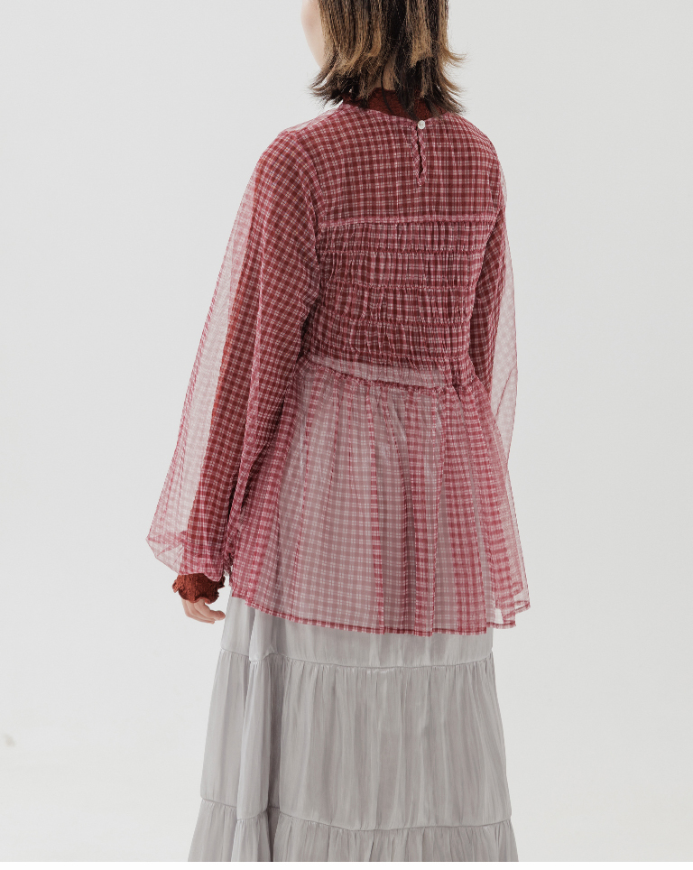 チェック柄シアートップス 2色展開