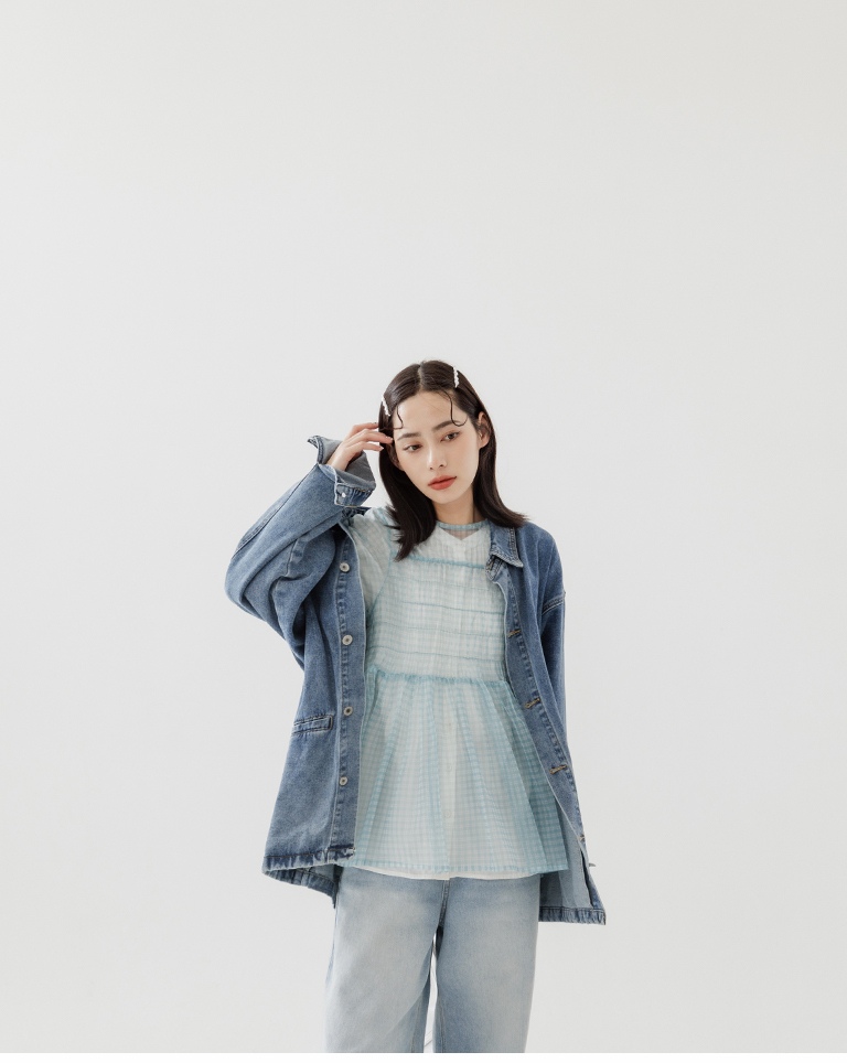 チェック柄シアートップス 2色展開