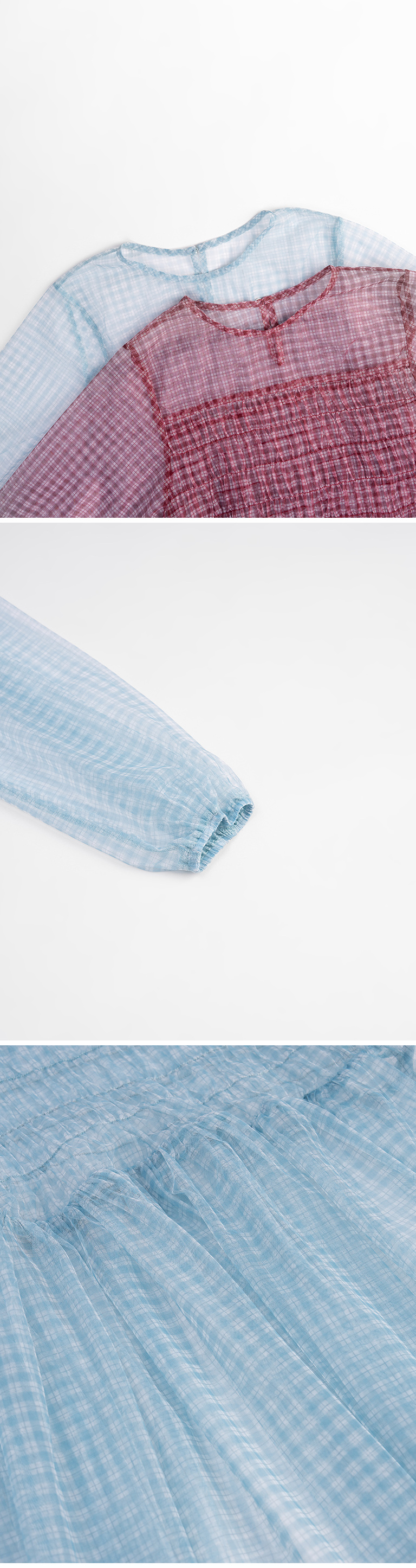 チェック柄シアートップス 2色展開