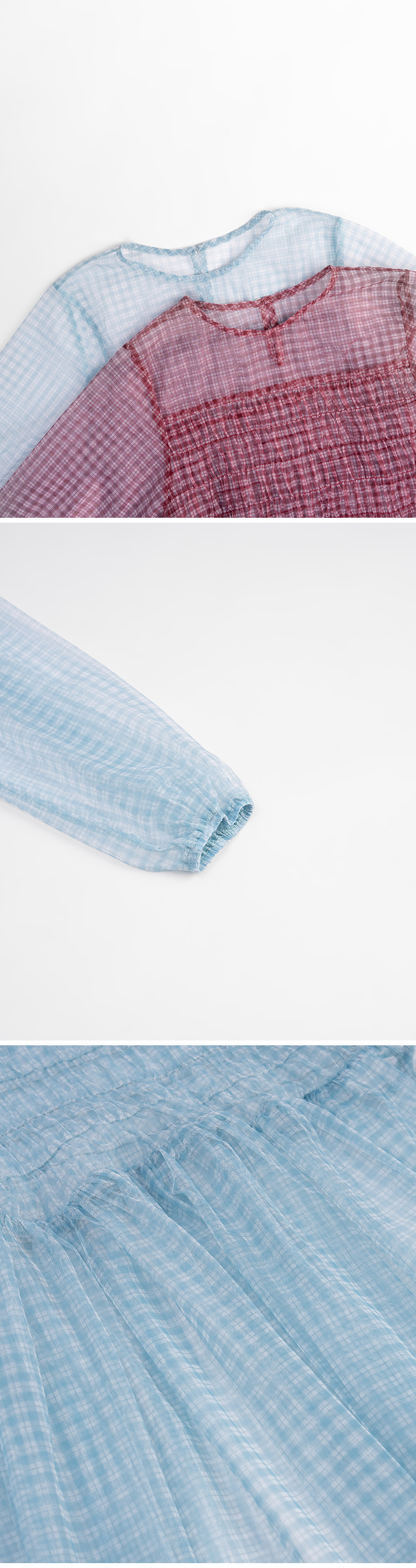 チェック柄シアートップス 2色展開