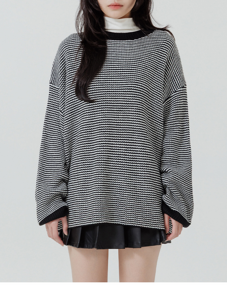 配色チェックワイドニット 3色展開