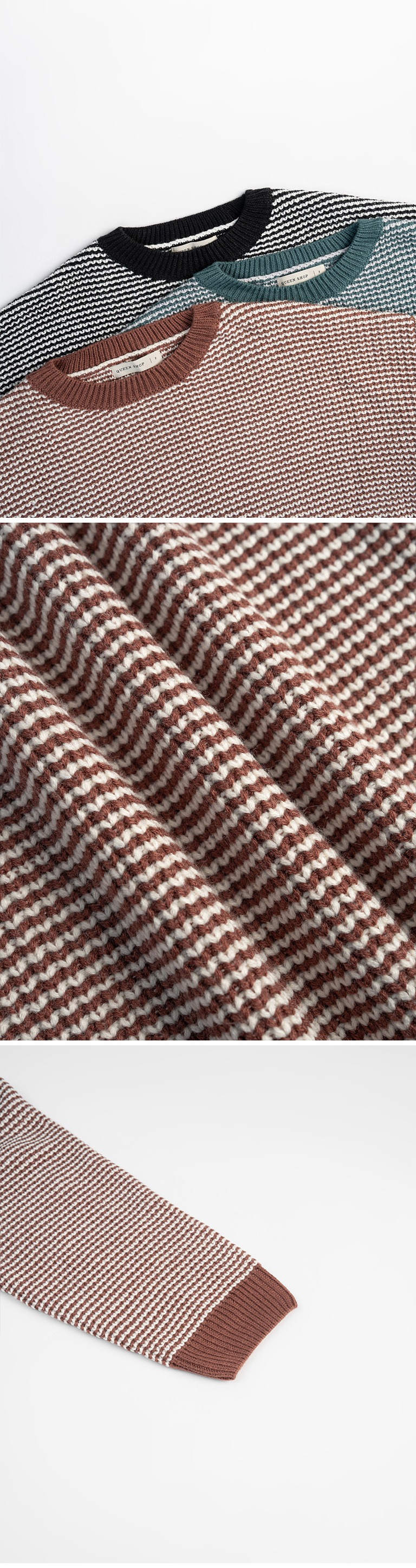 配色チェックワイドニット 3色展開