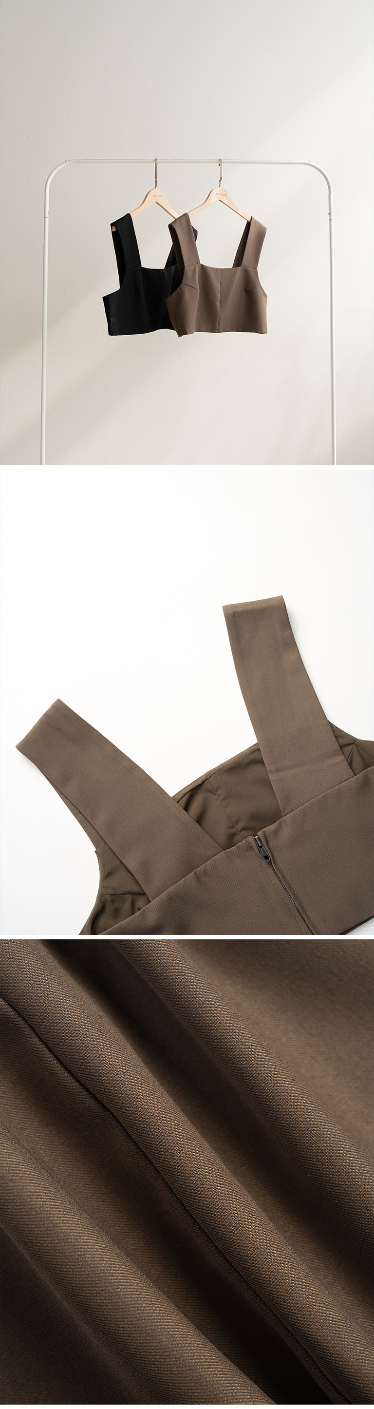 スクエアネックショートベスト ブラック